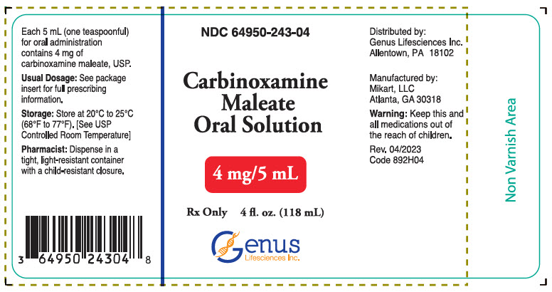 Carbinoxamine Maleate Oral Solution